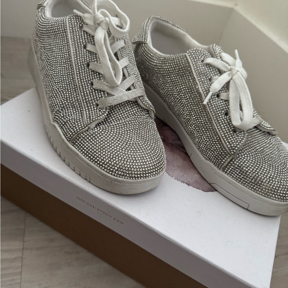 Jessica Simpson White Microsuede Sneakers